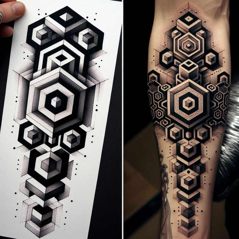 graphic tattoo design ideas meditative limited palette embodying resilience