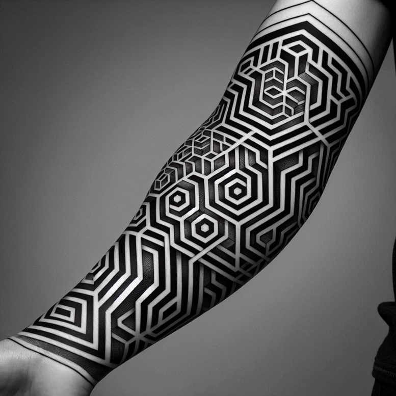 graphic tattoo design ideas holy pattern math inspired for lower thigh