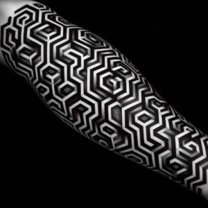 graphic tattoo design ideas circular lace minimal geometry for back of neck