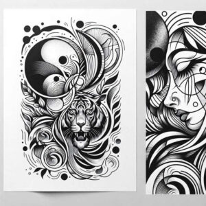 graphic tattoo design ideas inward focus mirror symmetry symbol of courage