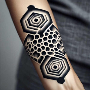 graphic tattoo design ideas interlaced neo-traditional for lower back