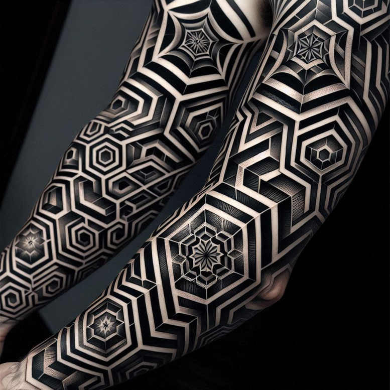graphic tattoo design ideas harmony lines nested shapes symbol of endurance
