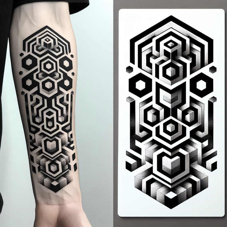 graphic tattoo design ideas unending parallelogram for ribs
