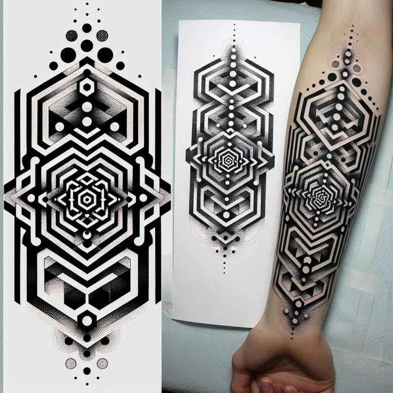 graphic tattoo design ideas radiating lines parallelogram symbol of determination