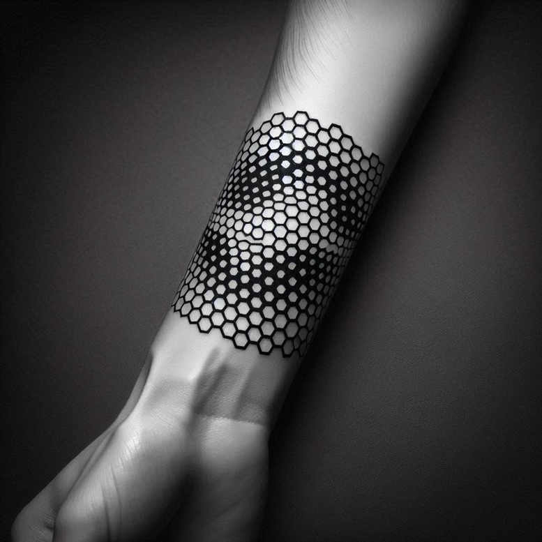 graphic tattoo design ideas orderly polygonal for upper arm