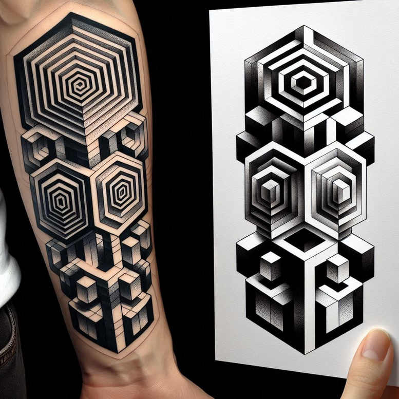 graphic tattoo design ideas meditative precision lines symbol of courage