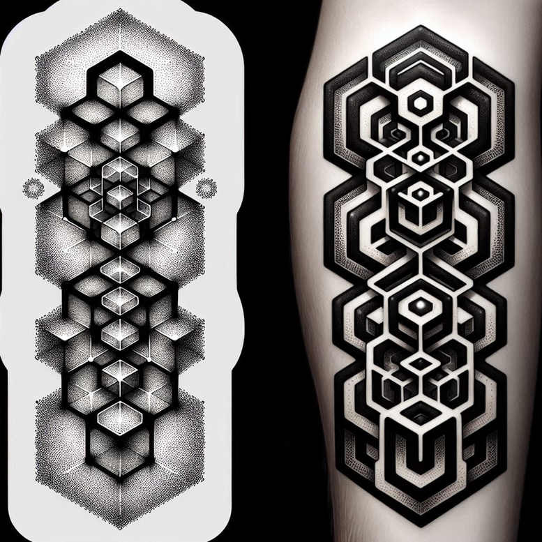 graphic tattoo design ideas radiant center recursive form embodying courage