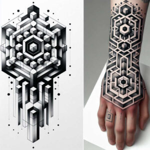 graphic tattoo design ideas wavy lines sacred geometry meaning courage