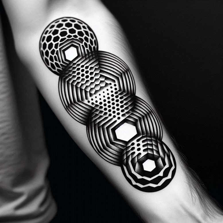 graphic tattoo design ideas soft curves triangular pattern determination and power