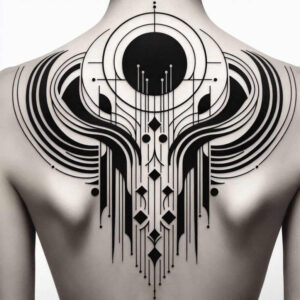 thin-line – tattoo design ideas free ai generated – oldschool-style – for-back-of-neck – Gallery: graphic-inkby-ai