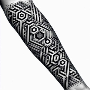 vector-graphics – tattoo design ideas free ai generated – interlocking-shapes – for-forearm – Gallery: graphic-inkby-ai