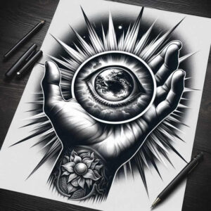 hands-with-nature-motif – tattoo design ideas free ai generated – realism-realistic – for-side-torso – Gallery: hands-inkby-ai