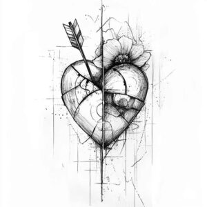 fine-line-heart – tattoo design ideas free ai generated – realism-contrast-ink – for-abdomen – Gallery: hearts-inkby-ai