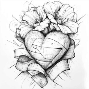 geometric-heart – tattoo design ideas free ai generated – surrealism-bizarre – for-upper-shoulder – Gallery: hearts-inkby-ai