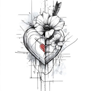 heart-and-flame – tattoo design ideas free ai generated – neotraditional-bold-highlights – for-hip – Gallery: hearts-inkby-ai