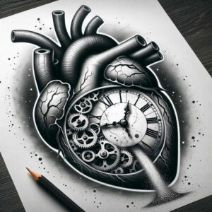 heart-in-composition – tattoo design ideas free ai generated – neotraditional-decorative-detail – for-outer-arm – Gallery: hearts-inkby-ai