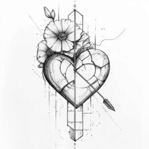 heart-in-motion – tattoo design ideas free ai generated – surrealism-chromatic-aberration – for-upper-arm – Gallery: hearts-inkby-ai