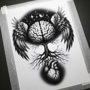 heart-with-energy – tattoo design ideas free ai generated – neotraditional-textural-detail – for-upper-arm – Gallery: hearts-inkby-ai