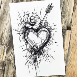 heart-with-energy – tattoo design ideas free ai generated – realism-lifelike – for-fingers – Gallery: hearts-inkby-ai