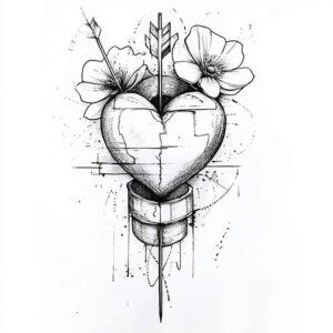 heart-with-glow – tattoo design ideas free ai generated – realism-sharp-focus – for-upper-back – Gallery: hearts-inkby-ai