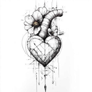 heart-with-initials – tattoo design ideas free ai generated – realism-precise-gradient – for-triceps – Gallery: hearts-inkby-ai