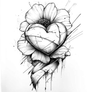 heart-with-light-effect – tattoo design ideas free ai generated – neotraditional-defined-outlines – for-side-torso – Gallery: hearts-inkby-ai