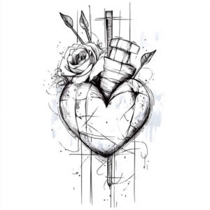 heart-with-line-series – tattoo design ideas free ai generated – neotraditional-artistic-shading – for-spine – Gallery: hearts-inkby-ai