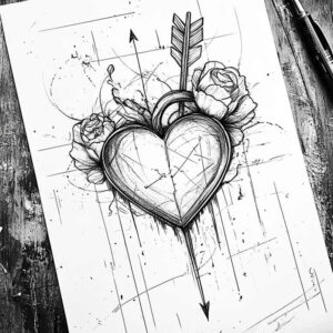heart-with-nature-motif – tattoo design ideas free ai generated – realism-real-shadows – for-nape – Gallery: hearts-inkby-ai