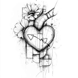 heart-with-symbol – tattoo design ideas free ai generated – neotraditional-vivid-detail – for-thigh – Gallery: hearts-inkby-ai