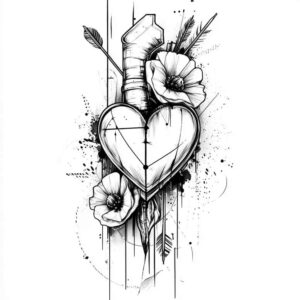 shaded-heart – tattoo design ideas free ai generated – realism-minimal-grain – for-hand – Gallery: hearts-inkby-ai