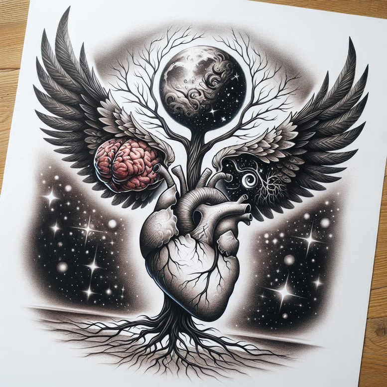 hearts tattoo design ideas Surrealism ethereal glow beat for fingers