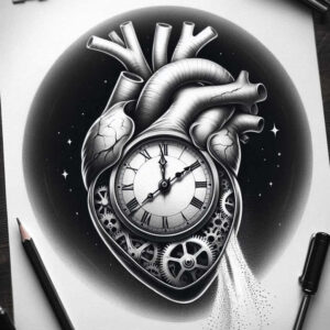 hearts tattoo design ideas Surrealism unconscious imagery glowing for outer arm