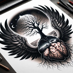 tattoo-heart – tattoo design ideas free ai generated – realism-smooth-complexion – for-ribs – Gallery: hearts-inkby-ai
