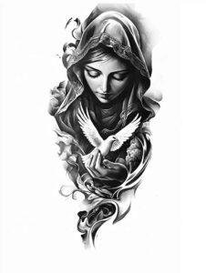 dove-symbol – tattoo design ideas free ai generated – realism-hyper-realistic – for-behind-ear – Gallery: holy-spirit-inkby-ai