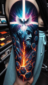 spirit-grace – tattoo design ideas free ai generated – neotraditional-intricate-shading – for-upper-arm – Gallery: holy-spirit-inkby-ai