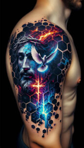 spirit-light – tattoo design ideas free ai generated – neotraditional-expressive-color – for-back – Gallery: holy-spirit-inkby-ai