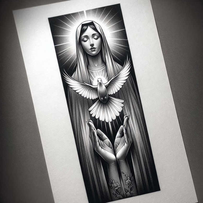 spirit-of-peace – tattoo design ideas free ai generated – neotraditional-classic-shading – for-shoulder – Gallery: holy-spirit-inkby-ai