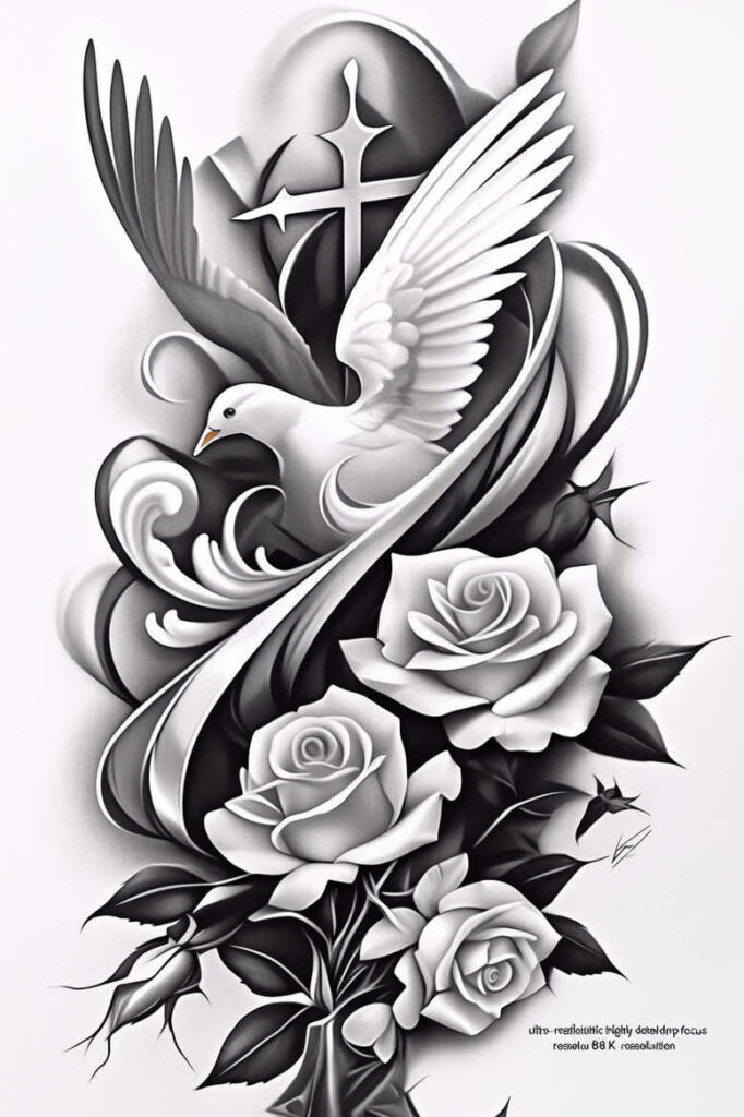 holy-spirit tattoo design ideas Realism deep shadows sacred light embodying courage