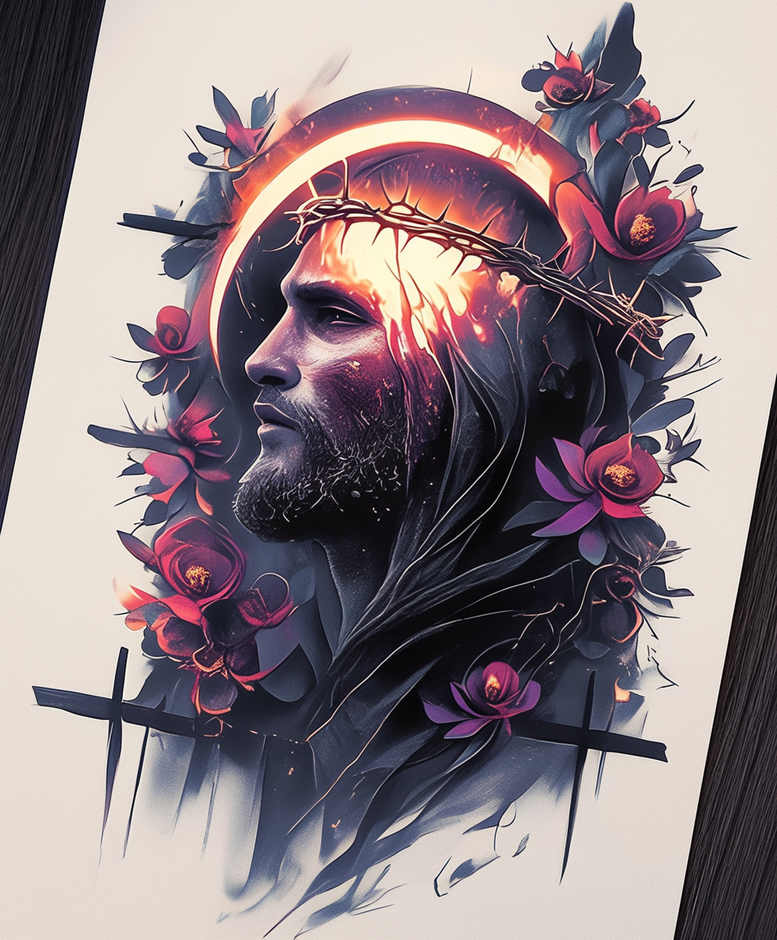for-arm – tattoo design ideas free ai generated – angelic – for-arm – Gallery: jesus-inkby-ai