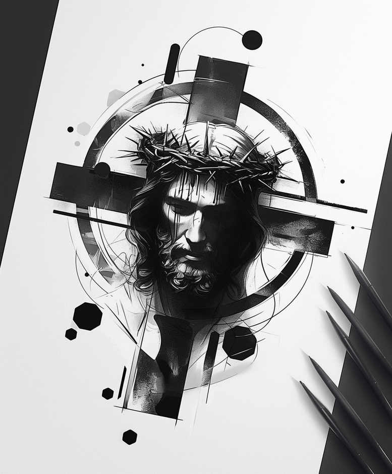 jesus-holy-face-tattoo-neotraditional-textured-shading-for-hip – tattoo design ideas free ai generated – Gallery: jesus-inkby-ai