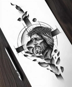 jesus-mystic-tattoo-realism-highlighted-contrast-for-abdomen – tattoo design ideas free ai generated – Gallery: jesus-inkby-ai