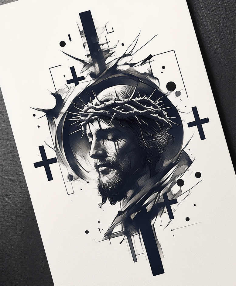 jesus-symbolic-tattoo-neotraditional-solid-fill-for-arm – tattoo design ideas free ai generated – Gallery: jesus-inkby-ai