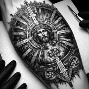 jesus-redeemer-tattoo-realism-depth-realism-for-forearm – tattoo design ideas free ai generated – Gallery: jesus-inkby-ai