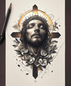face-of-jesus-tattoo-realism-lifelike-eyes-for-collarbone – tattoo design ideas free ai generated – Gallery: jesus-inkby-ai