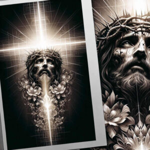 jesus-mystic-tattoo – tattoo design ideas free ai generated – realism-light-reflections – for-neck – Gallery: jesus-inkby-ai