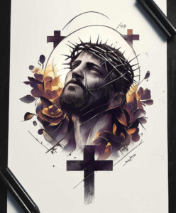 for-women-neotraditional-strong-outlines-for-lower-leg – tattoo design ideas free ai generated – Gallery: jesus-inkby-ai