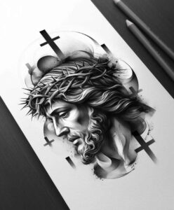 jesus-eternal-tattoo-surrealism-abstract-for-behind-ear – tattoo design ideas free ai generated – Gallery: jesus-inkby-ai