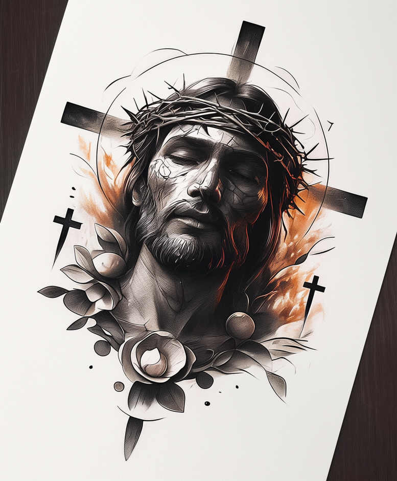 jesus-cross-tattoo-realism-realistic-for-abdomen – tattoo design ideas free ai generated – Gallery: jesus-inkby-ai