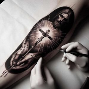 jesus-divine-mercy-tattoo-for-men-realism-gradient-tones-for-full-back – tattoo design ideas free ai generated – Gallery: jesus-inkby-ai