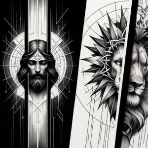 jesus-symbolic-tattoo – tattoo design ideas free ai generated – neotraditional-classic-shading – for-heel – Gallery: jesus-inkby-ai